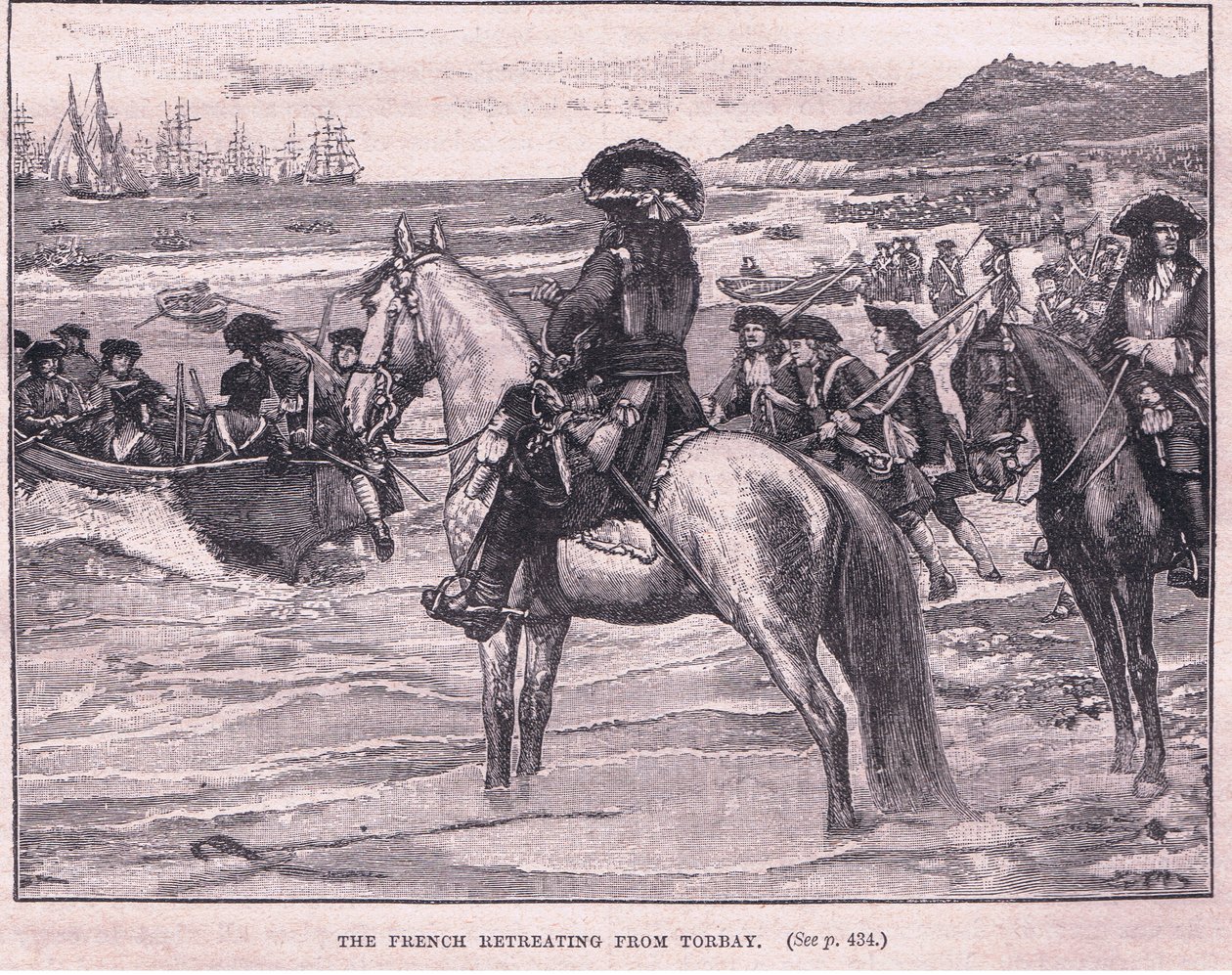 Fransmännen drar sig tillbaka från Torbay e.Kr. 1690 av William Barnes Wollen