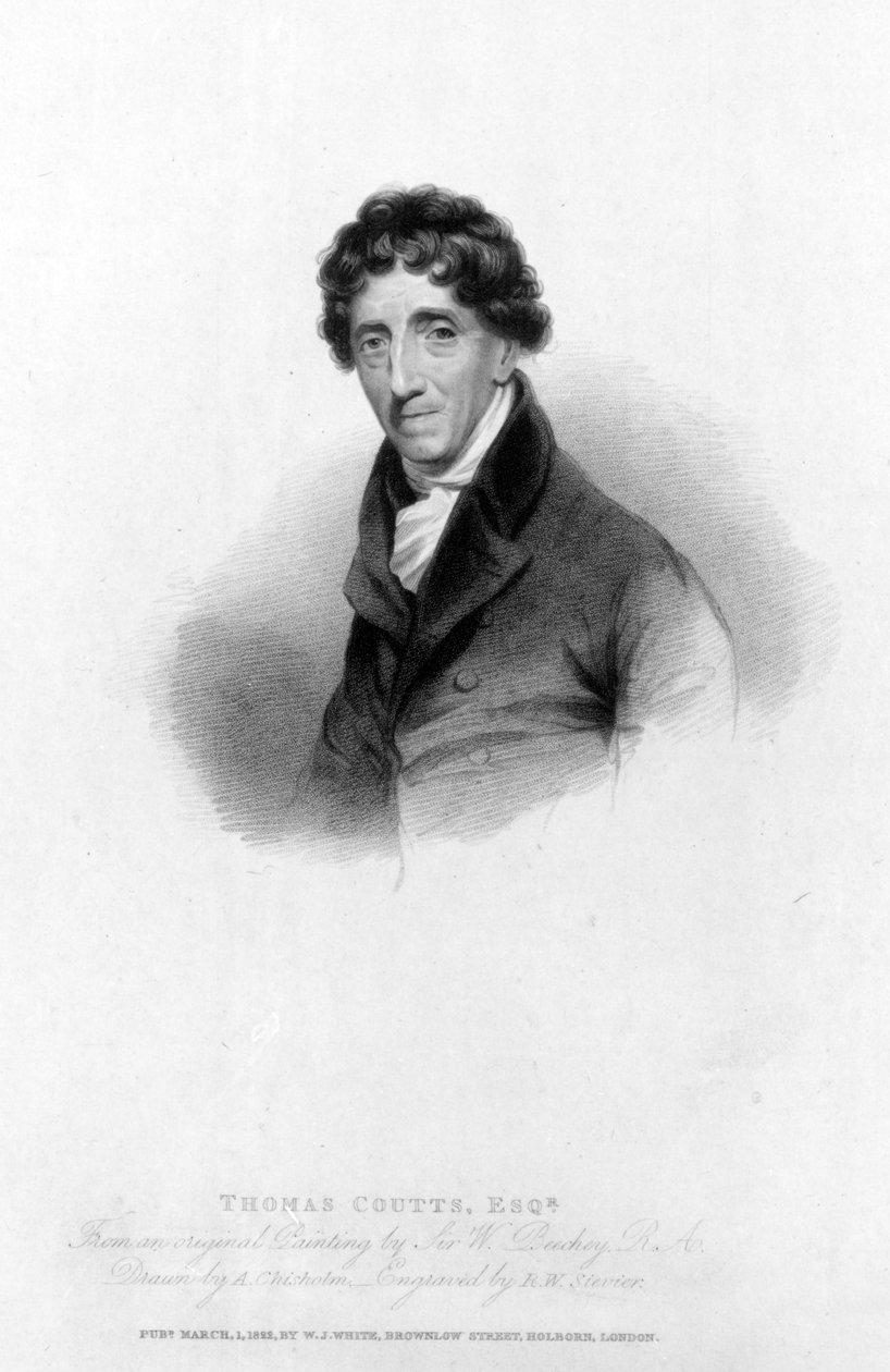 Thomas Coutts, Esq. tecknad av A. Chisholm och graverad av R.W. Sievier, 1822 av William Beechey