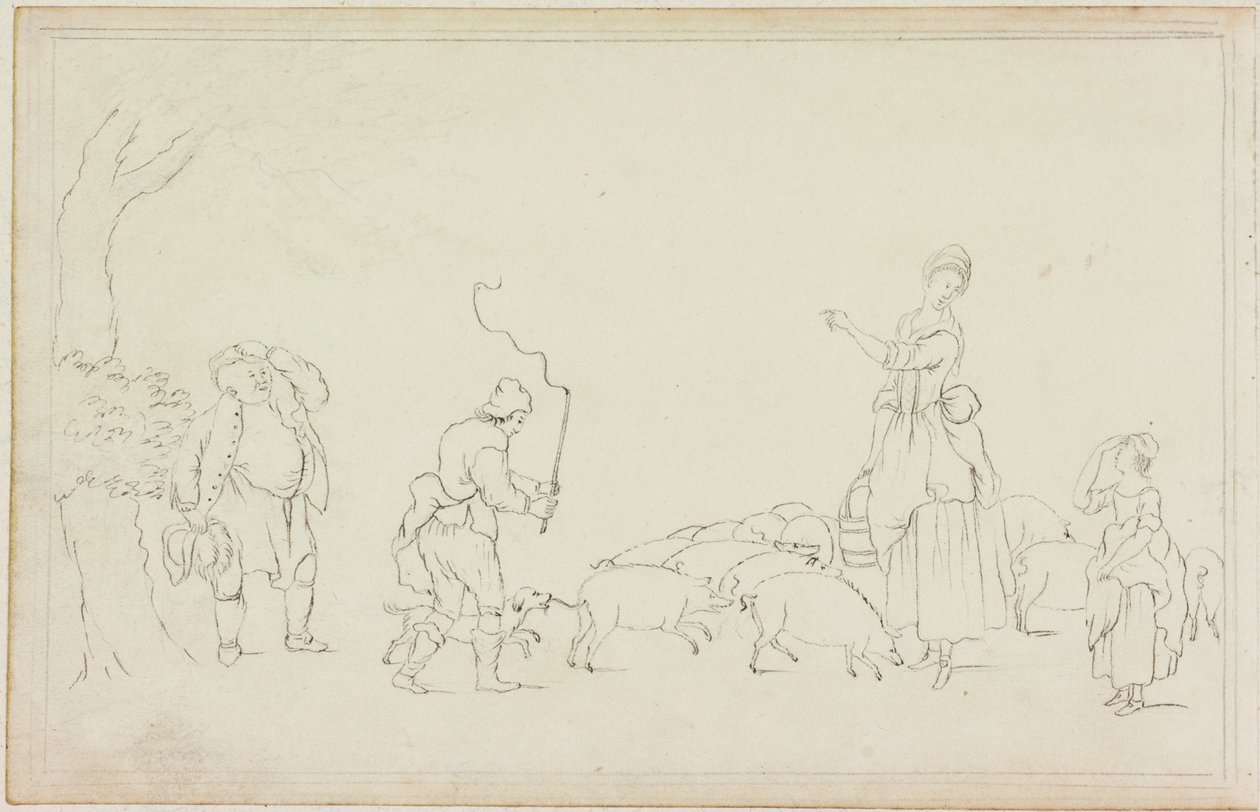 Scen med Pig Drover (bläck på papper (på papper med M756)) av William Beilby