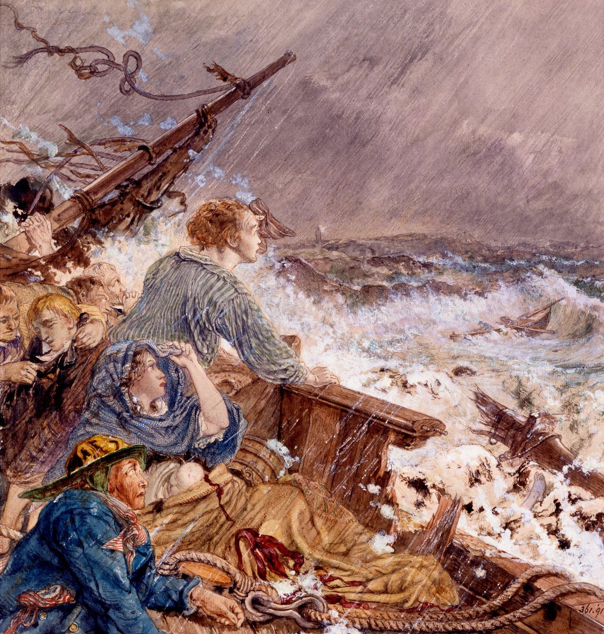 Grace Darling och hennes far räddar den skeppsbrutna besättningen, 7 september 1838 av William Bell Scott
