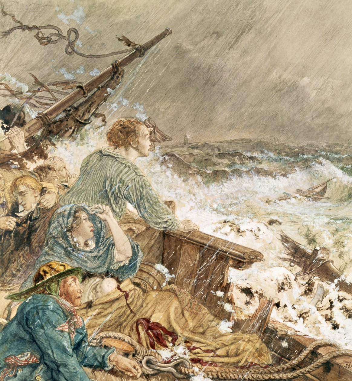 Grace Darling och hennes far räddade den skeppsbrutna besättningen, 17 september 1838 av William Bell Scott