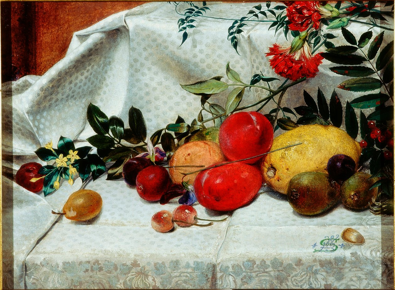 Studie av blommor och frukter, 1860 av William Bell Scott