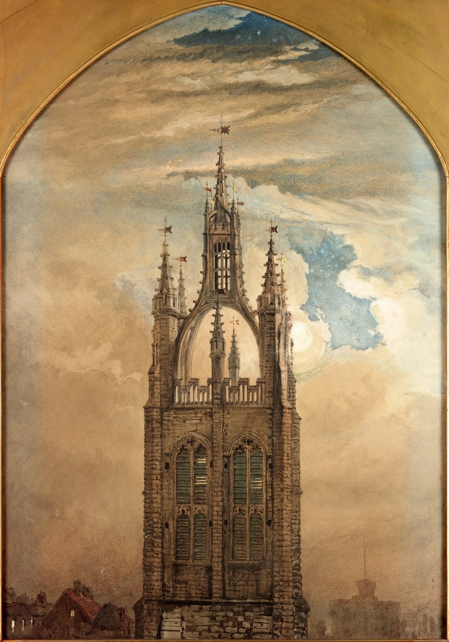 Spire of St Nicholas, Newcastle upon Tyne (färg) av William Bell Scott