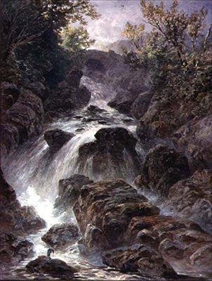 Bro och vattenfall nära Capel Curig av William James Bennett