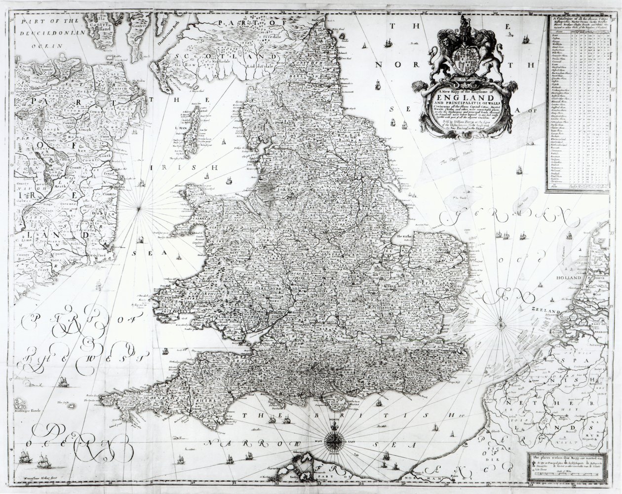 En ny karta över kungariket England och furstendömet Wales, 1669 av William Berry