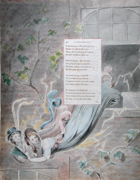 A Long Story, från The Poems of Thomas Gray, publicerad 1797-98 (wc och svart bläck på papper) av William Blake