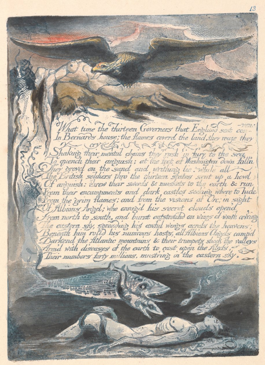 Amerika. En profetia, platta 15, vilken tid de tretton guvernörerna .... av William Blake