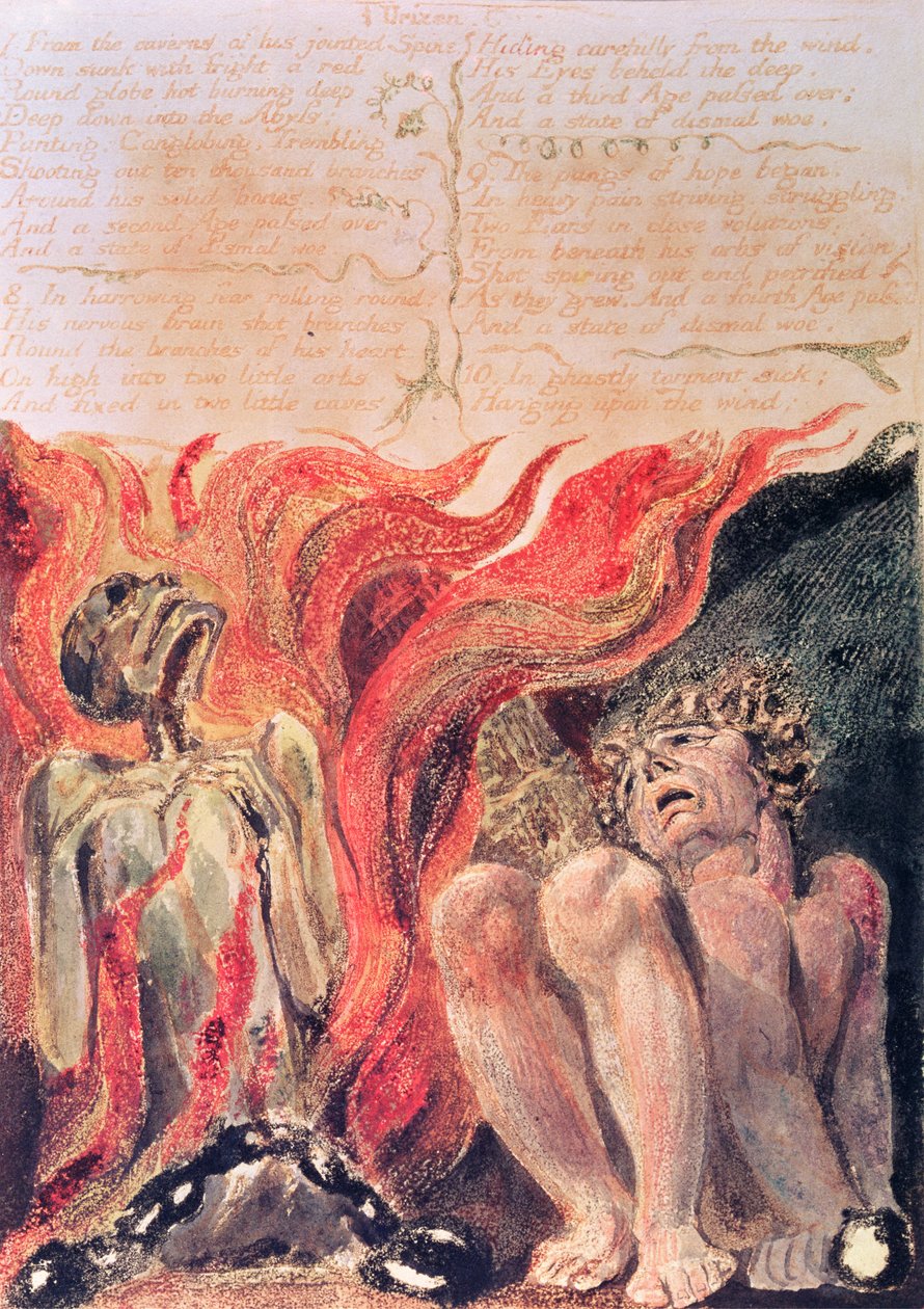 Urizens bok; från grottan av hans ledrygg, 1794 (färgtryckt reliefetsning) av William Blake
