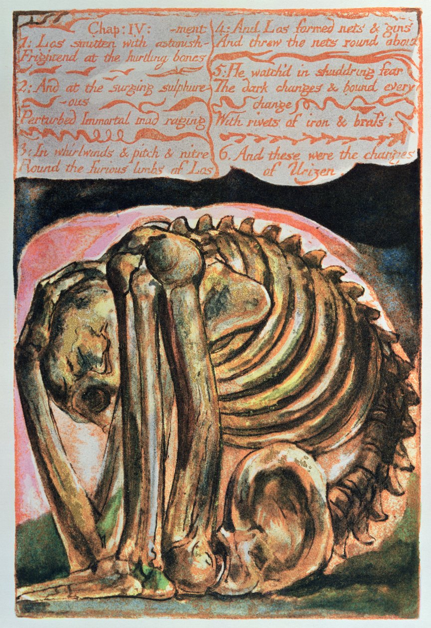 Urizens bog; skabelsen af Urizen i materiel form af Los, 1794 (farvetrykt relief ætsning) sverige av William Blake