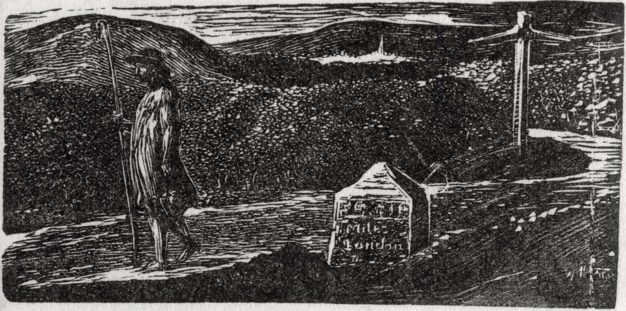 Colinets längtan efter att lära känna främmande länder, illustration från Dr. Thortons "The Pastorals of Virgil". av William Blake
