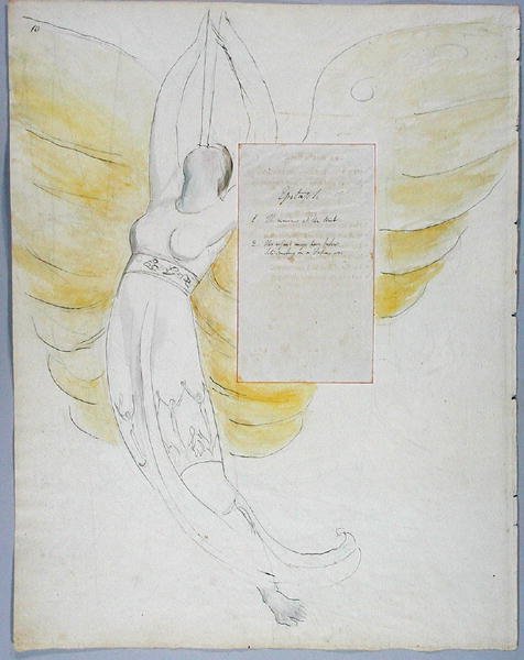 Epitafium på Mrs Clarke, design 102 från The Poems of Thomas Gray, 1797-98 (wc med penna och bläck på papper) av William Blake