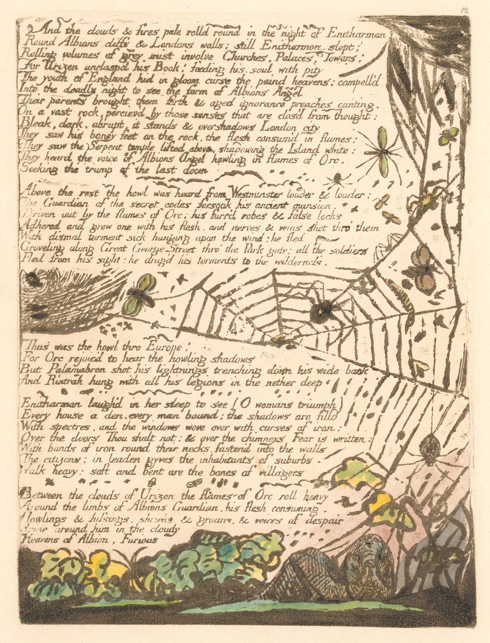 Europa. En profetia, platta 14, och molnen och bränderna. . . . (Bentley 15) av William Blake