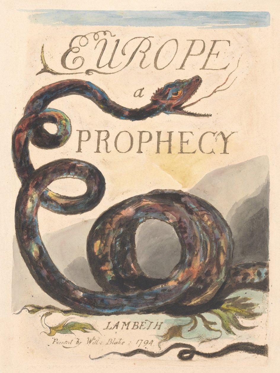 Europa. En profetia, platta 2, titelsida av William Blake