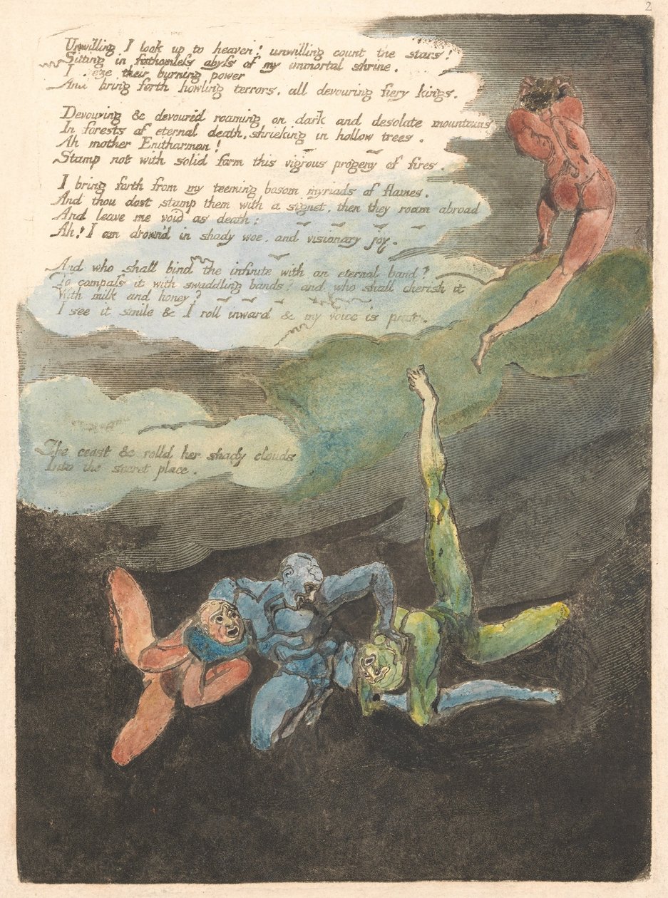 Europa. En profetia, platta 4, Ovillig ser jag upp. . . . (Bentley 5) av William Blake