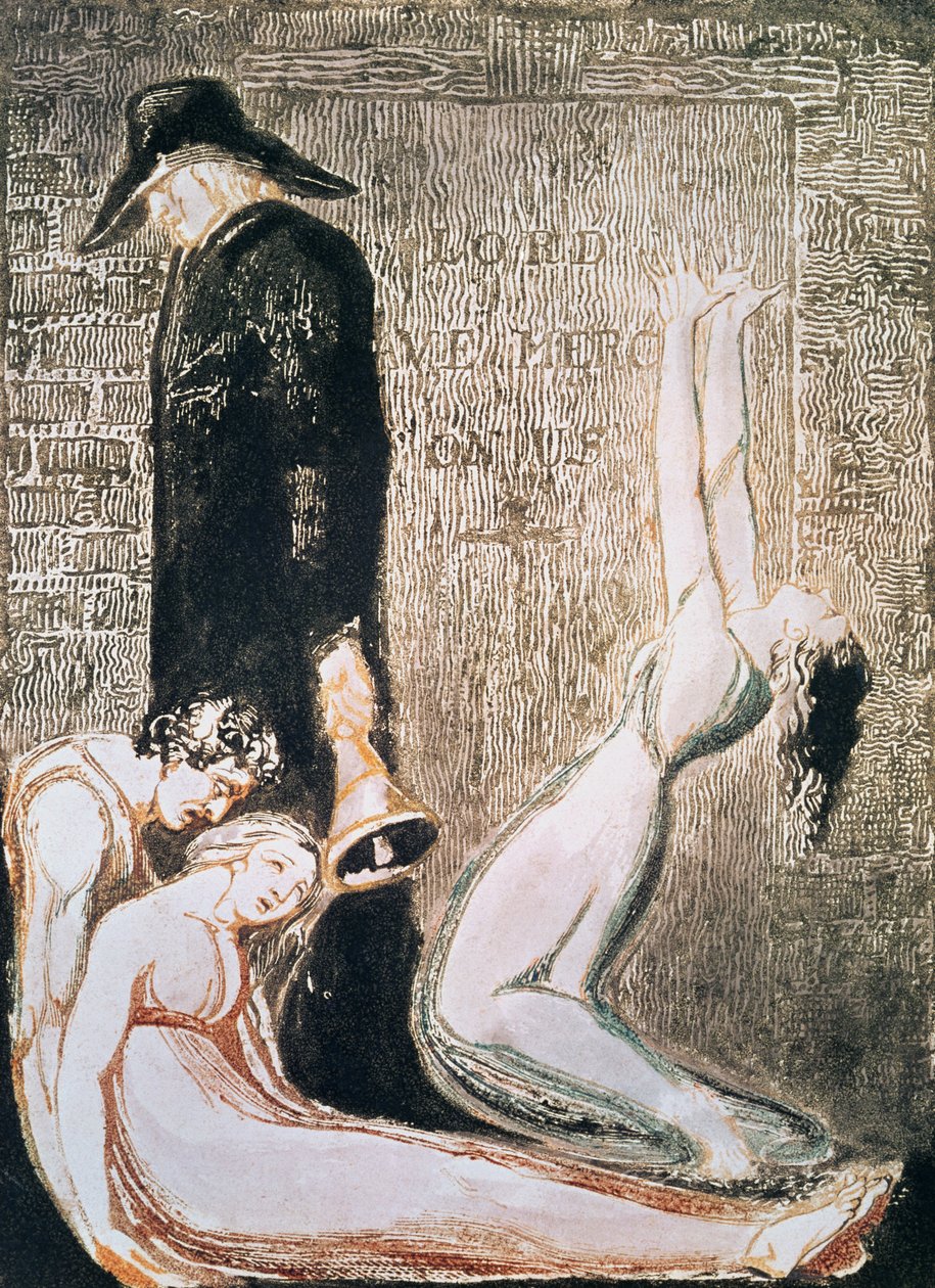 Europa en profetia; Pest, ca 1794 (reliefetsning, gravyr, wc) av William Blake