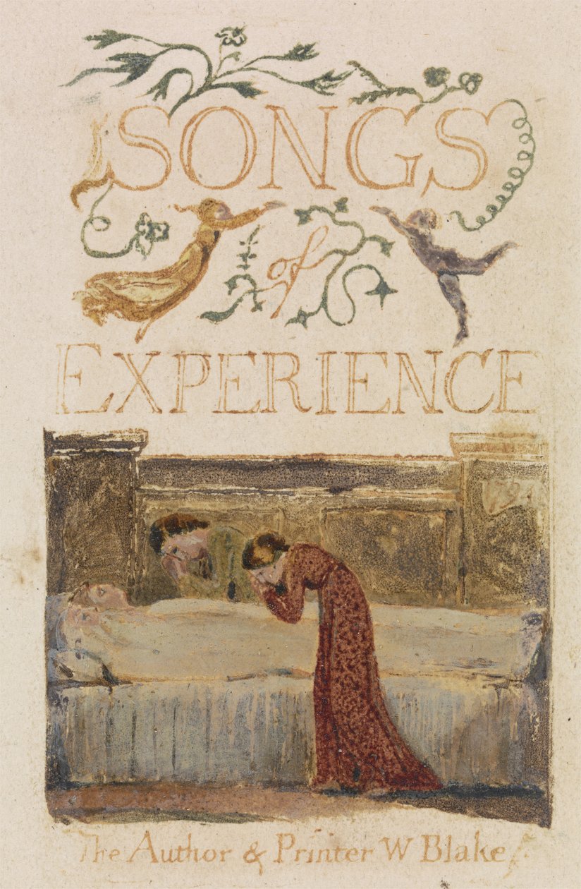 Experience, Titelsida, Form Songs of Experience, 1794 (reliefetsning med akvarell) av William Blake