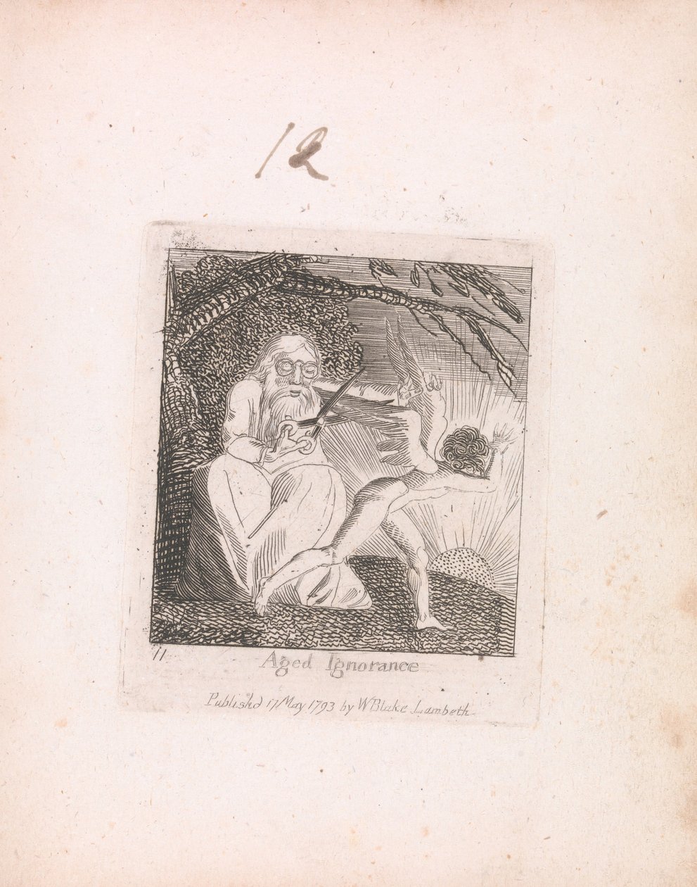 För barn. Paradisets portar, platta 13, åldrad okunnighet av William Blake