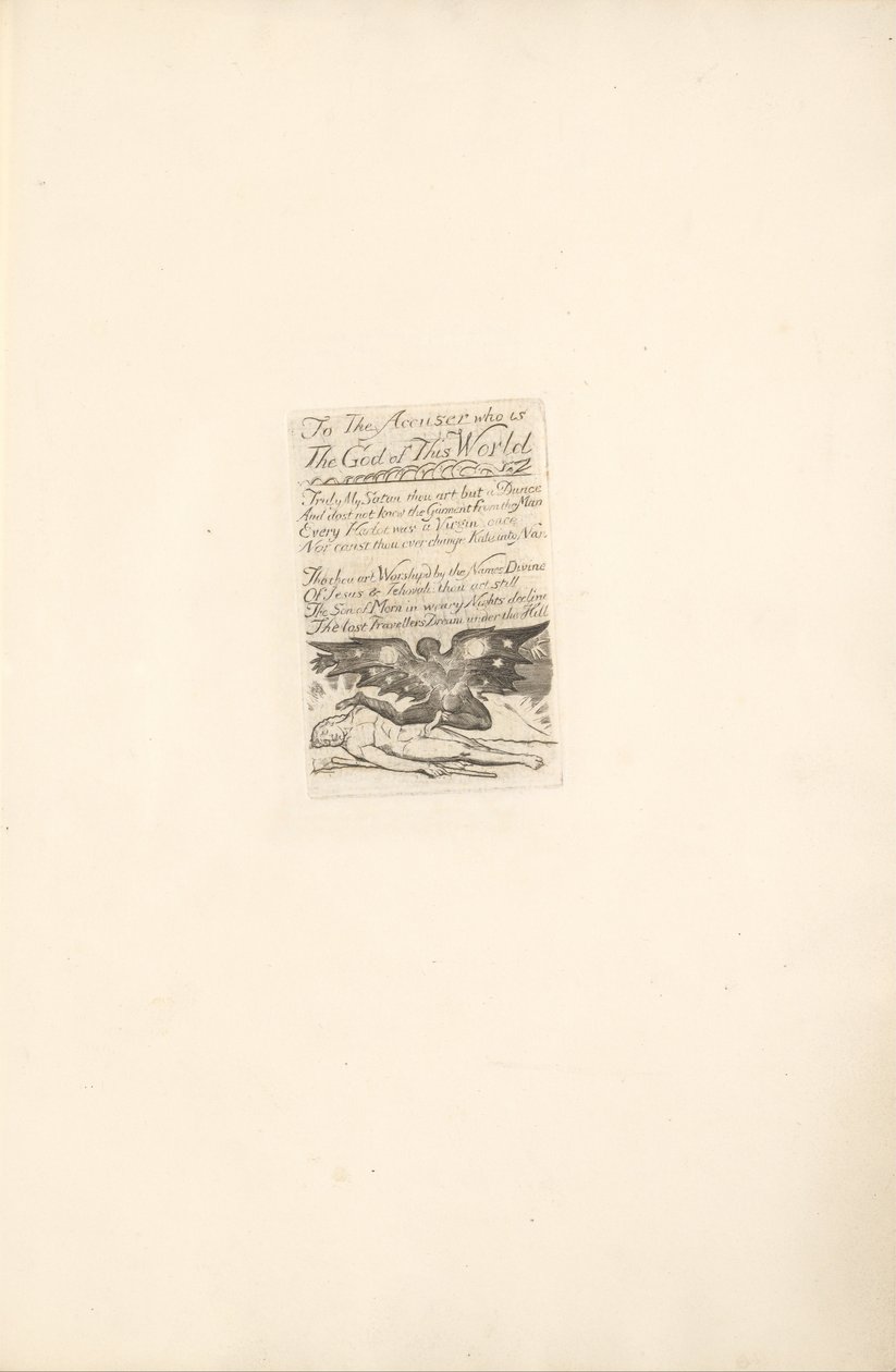 För könen- Paradisets portar, platta 19, till anklagaren. . . . (Bentley 21) av William Blake