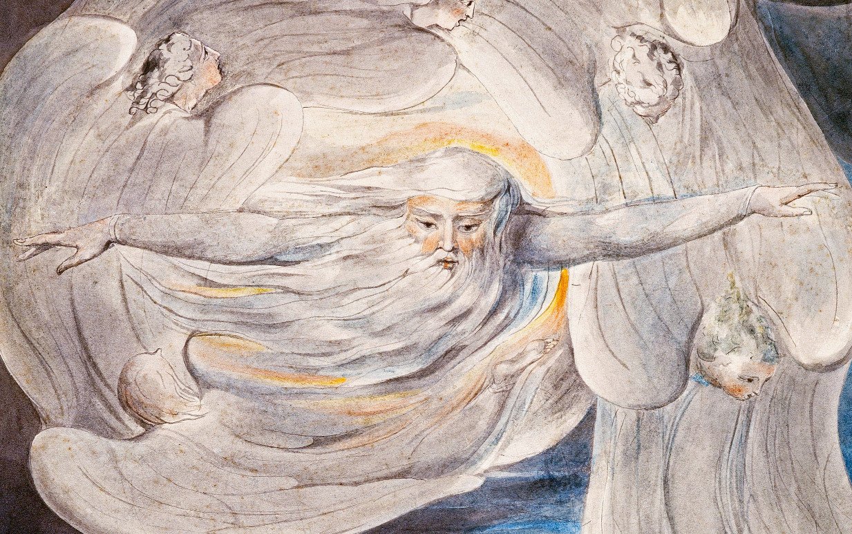 God answers Job from the Whirlwind  av William Blake