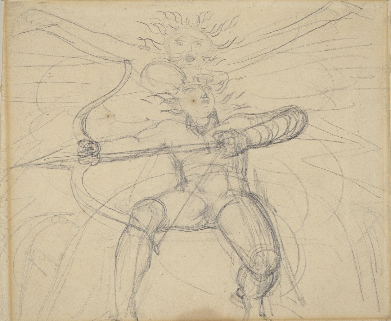 Hyperion, från a Study for Grays Poems, Sida 46 (grafit på papper) av William Blake