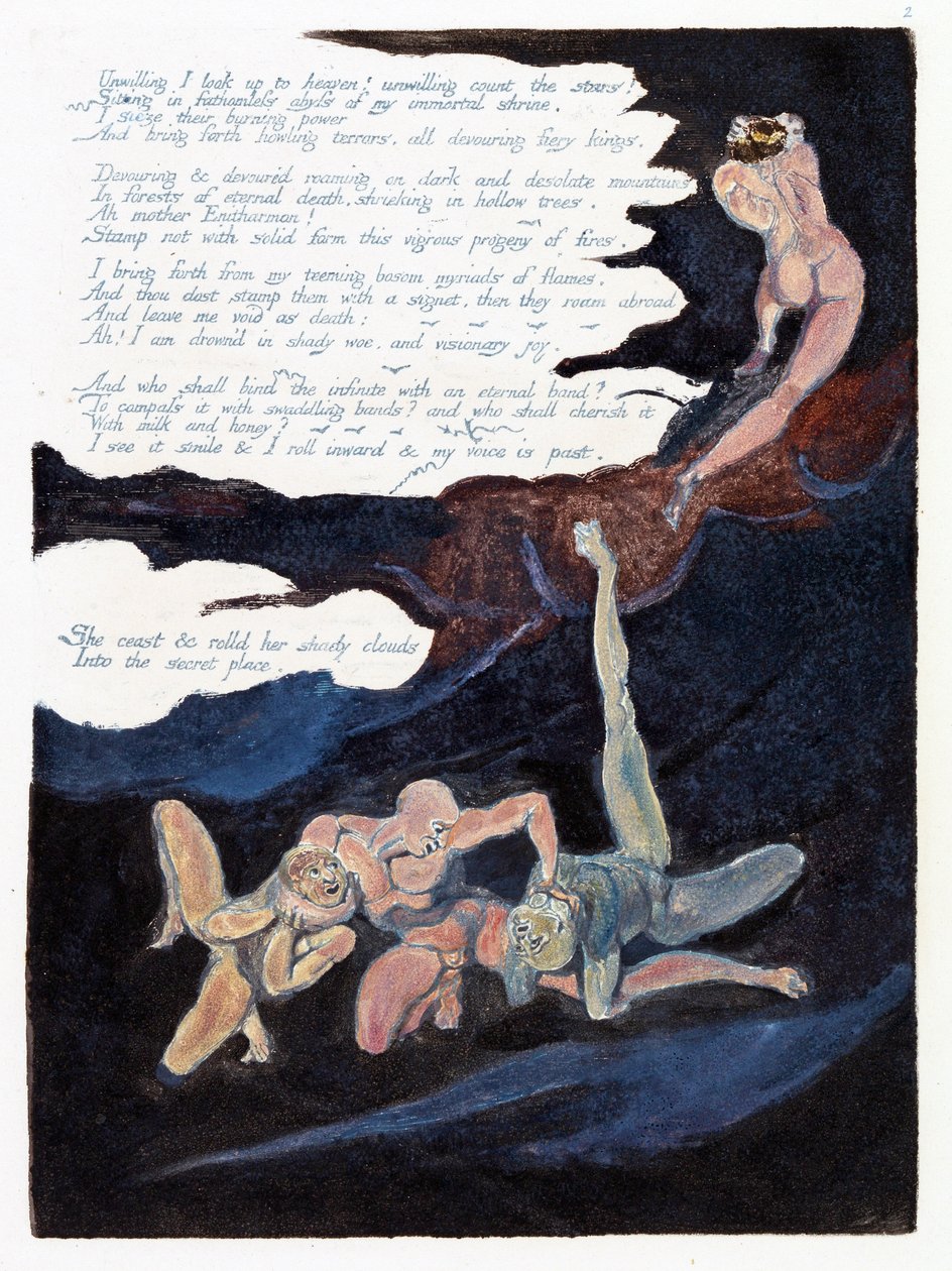 Illustration från "Europe: a Prophecy", Lambeth, 1794 (bläck och bläckspegel på papper) av William Blake