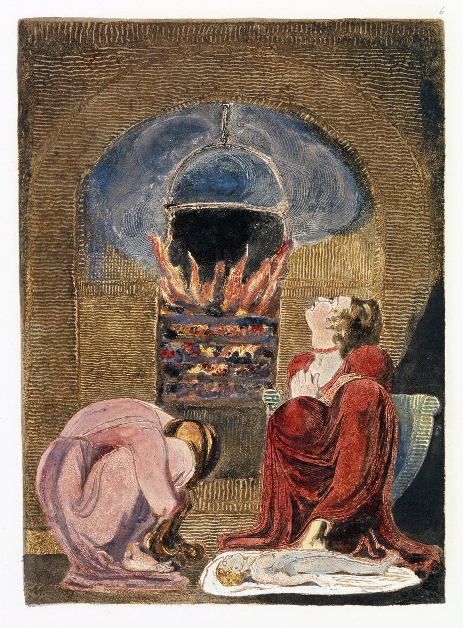 Illustration från "Europe: a Prophecy", Lambeth, 1794 (bläck och bläckspegel på papper) av William Blake