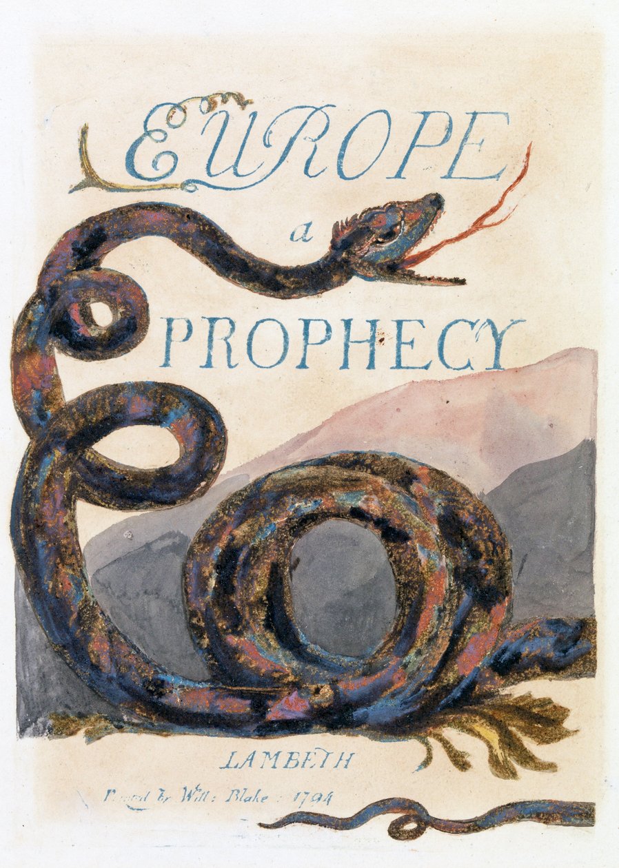 Illustration från "Europe: a Prophecy", Lambeth, 1794 (bläck och bläckspegel på papper) av William Blake