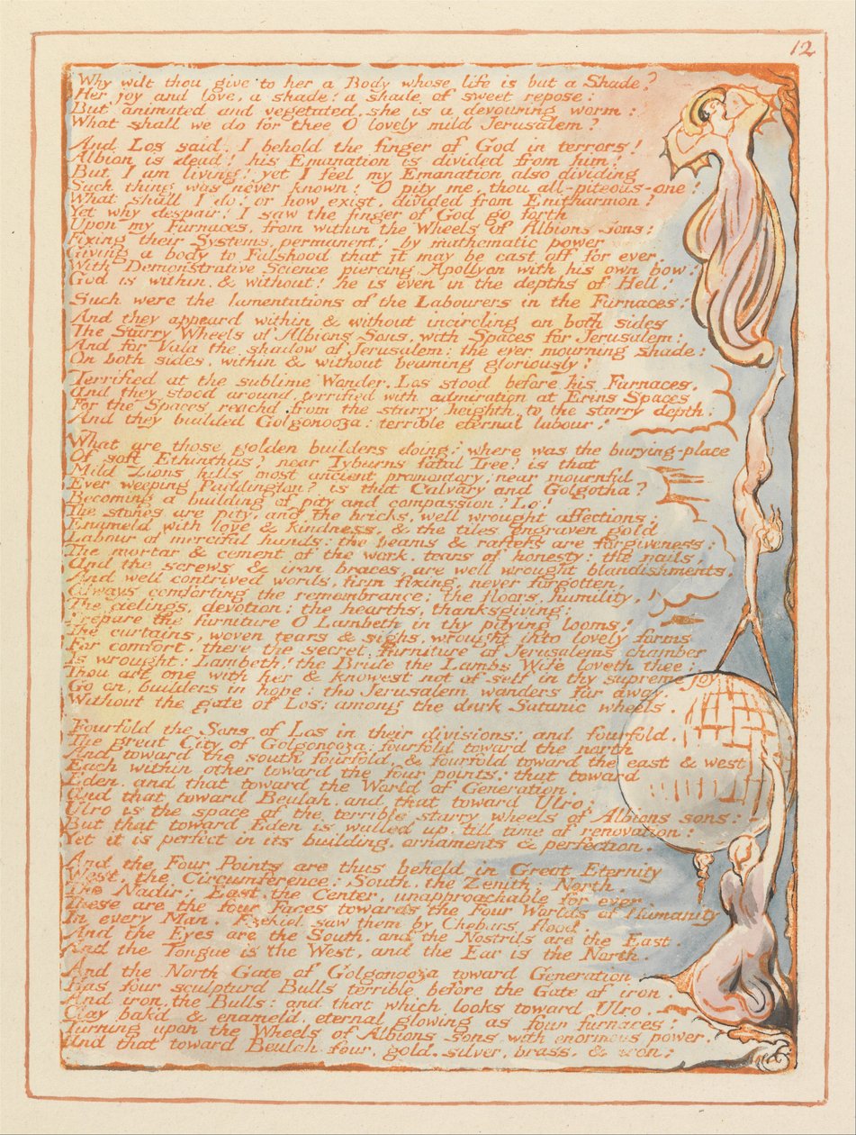 Jerusalem, tallrik 12, varför ska du ge henne .... av William Blake