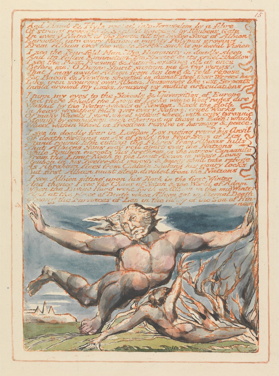 Jerusalem, tallrik 15, och Hand und Hyle .... av William Blake