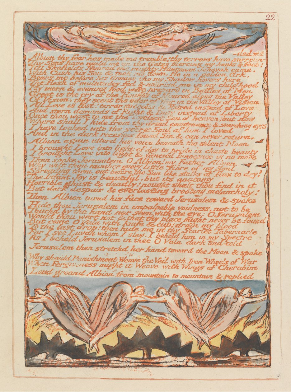 Jerusalem, tallrik 22, Albion din rädsla har fått mig att bäva .... av William Blake