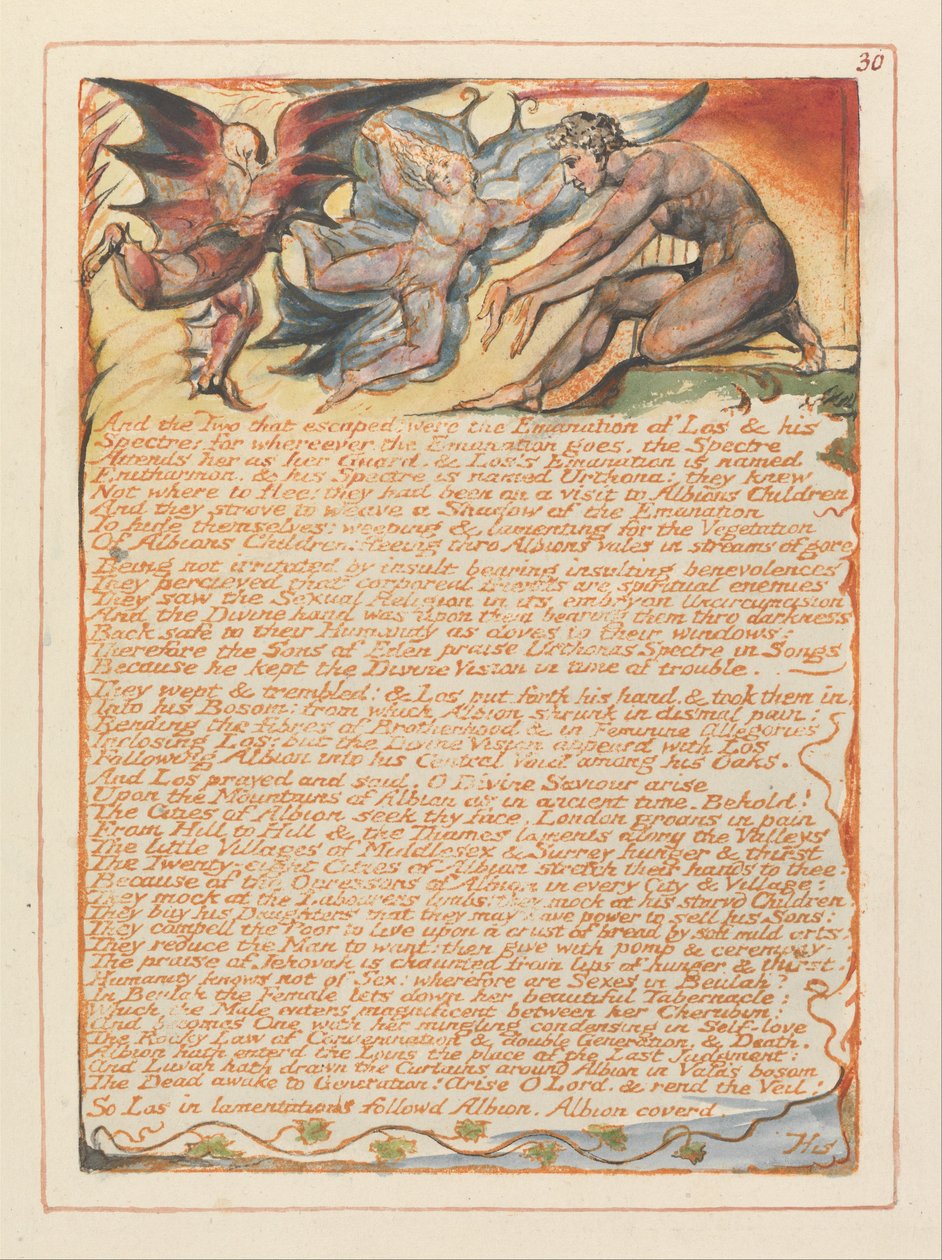 Jerusalem, tallrik 30, och de två som flydde .... av William Blake