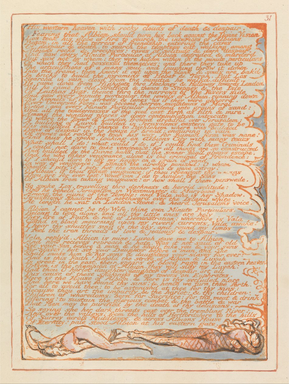 Jerusalem, tallrik 31, hans västra himmel ... av William Blake