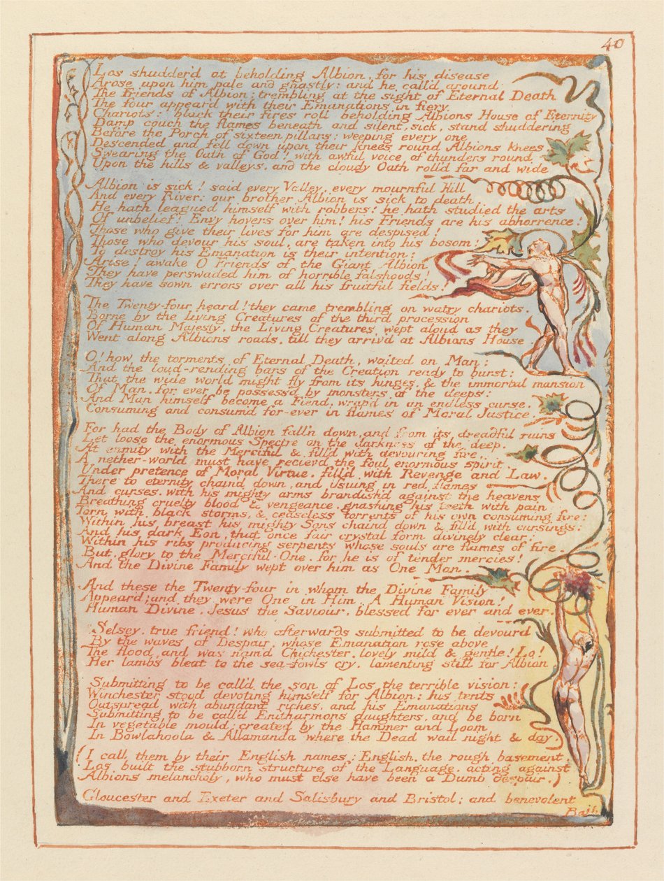 Jerusalem, tallrik 40, Los shudderd vid att se Albion .... av William Blake