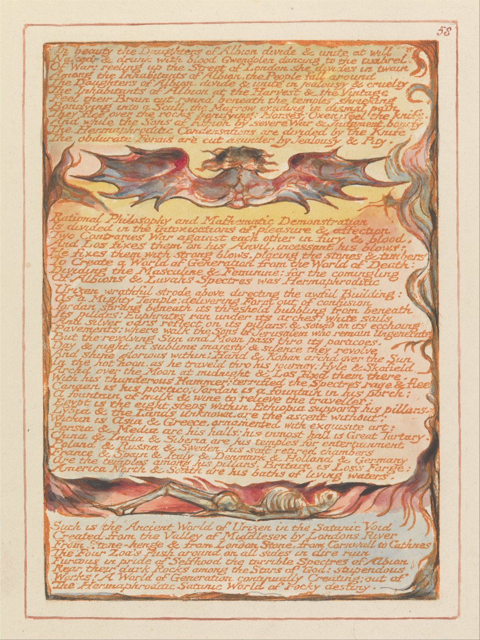 Jerusalem, tallrik 58, i skönhet Albions döttrar .... av William Blake
