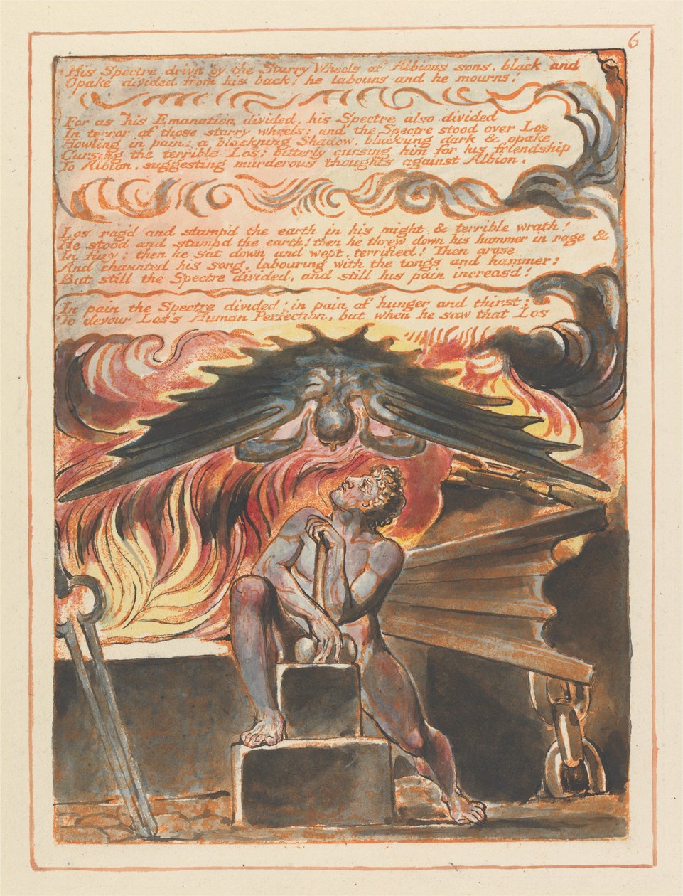 Jerusalem, tallrik 6, His Spectre drivn .... av William Blake