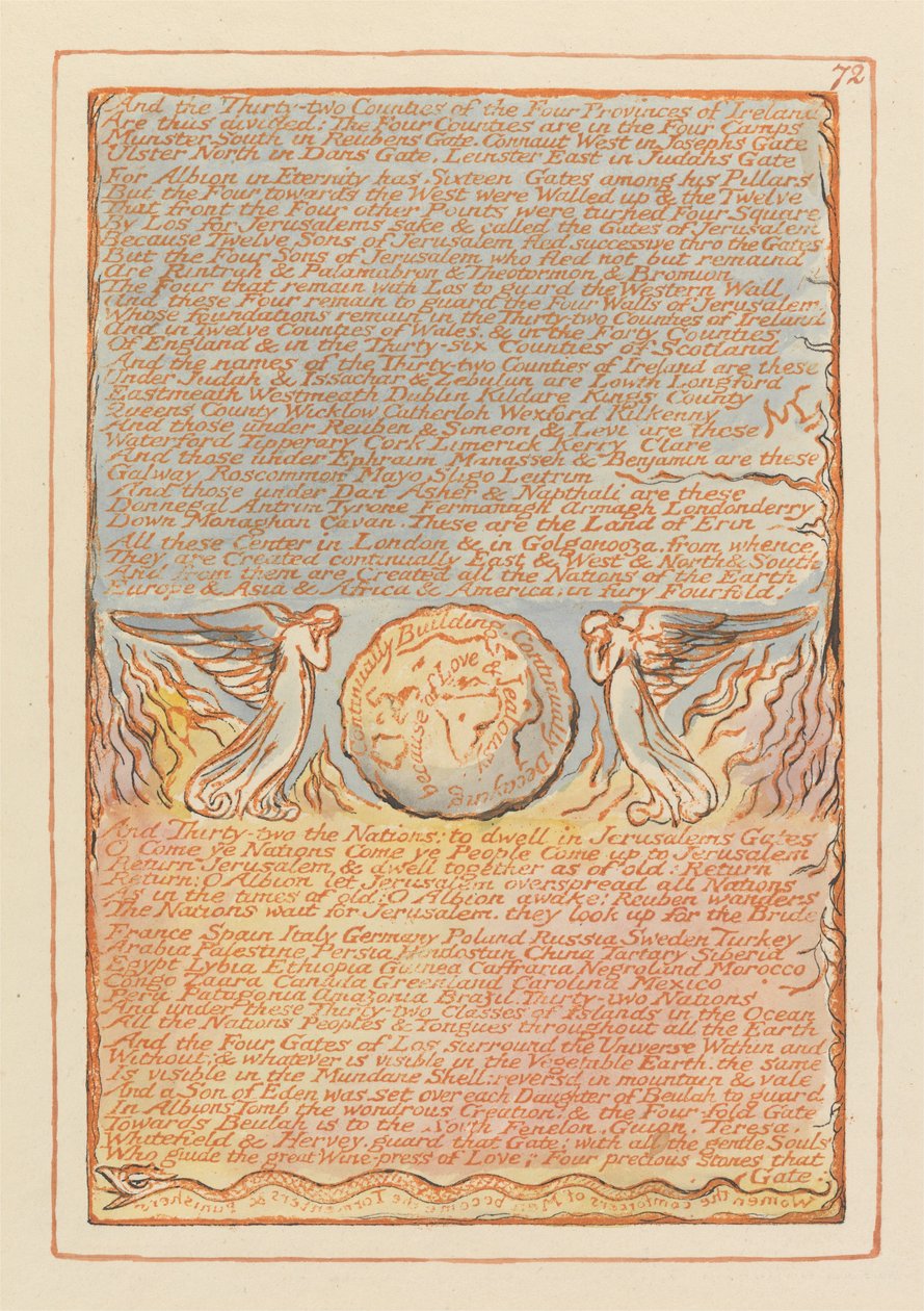 Jerusalem, platta 72, och de trettiotvå länen .... av William Blake