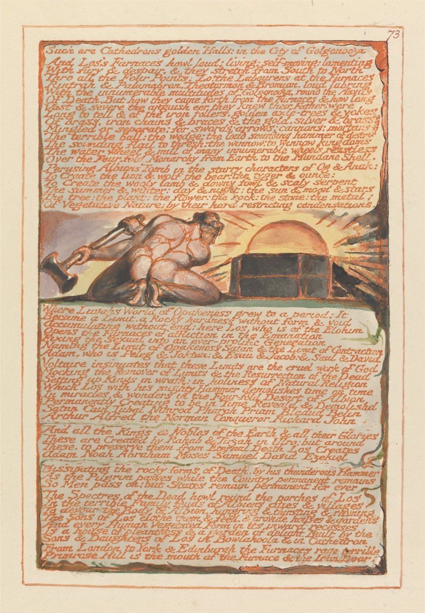 Jerusalem, tallrik 73, sådana är katedralernas gyllene hallar .... av William Blake