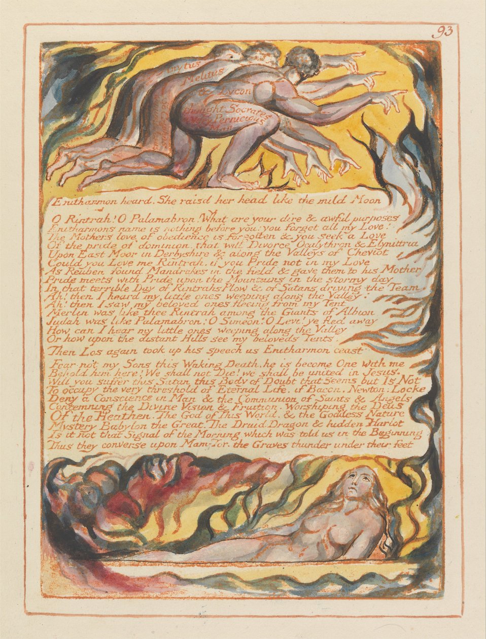 Jerusalem, tallrik 93, Enitharmon hörde .... av William Blake
