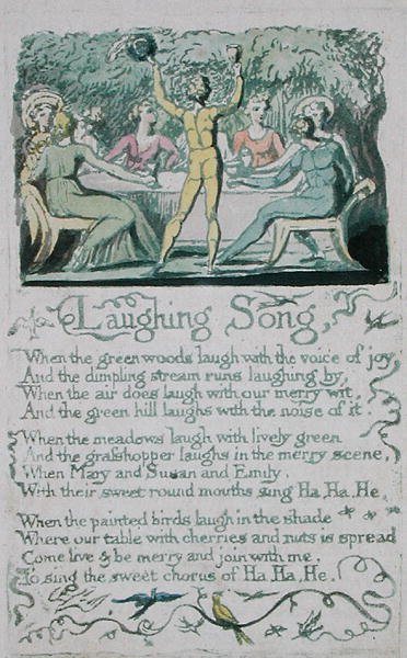 Laughing Song, plåt 13 från Songs of Innocence, 1789 (handfärgad reliefetsning med akvarell) av William Blake