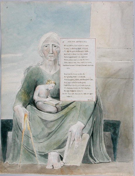 Ode to Adversity, design 38 från The Poems of Thomas Gray, 1797-98 (wc med penna och svart bläck på papper) av William Blake
