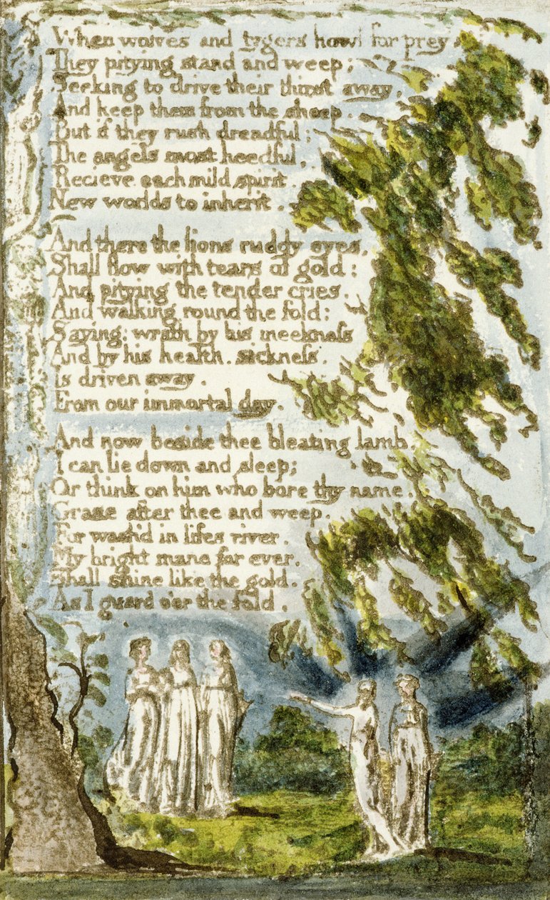 P.124-1950.pt20 Natt (forts.): plansch 20 från Songs of Innocence and of Experience (kopia R) ca 1802-08 (etsning, bläck och vax) av William Blake