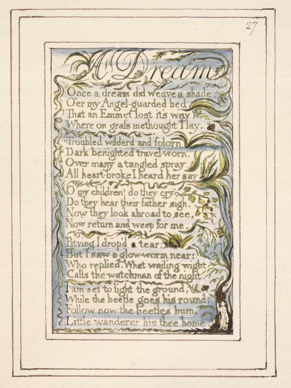 P.124-1950.pt27 En dröm: plåt 27 från Songs of Innocence and of Experience (kopia R) c.1802-08 (etsning, bläck och wc) av William Blake