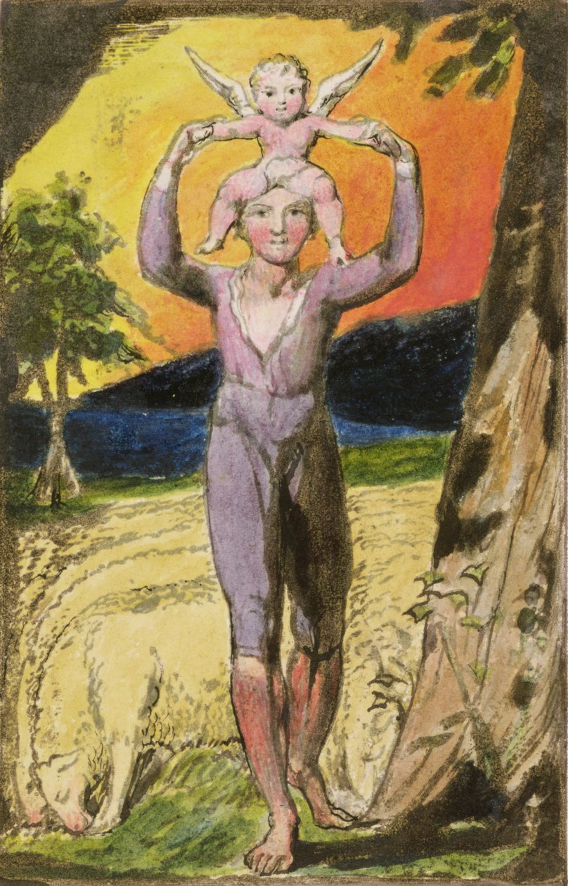 P.124-1950.pt29 Frontispice till Songs of Experience: platta 29 från Songs of Innocence and of Experience (kopia R), ca 1802-08 (etsning, bläck och v.c.) av William Blake