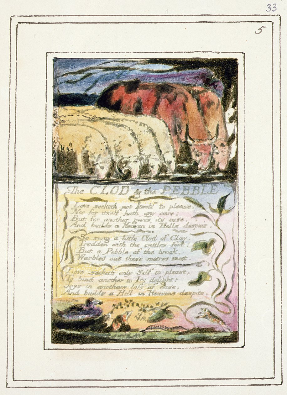 P.124-1950.pt33 Klumpen och stenen: tavla 33 från Songs of Innocence and of Experience (kopia R) c.1802-08 (etsning, bläck och v.c.) av William Blake