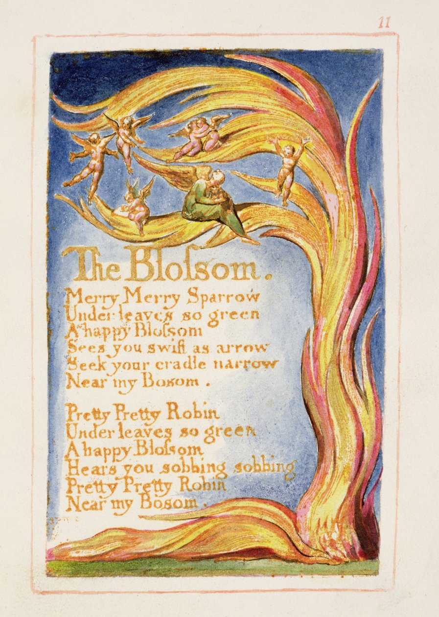 P.125-1950.pt11 Blomman: tavla 11 från "Songs of Innocence and of Experience" (kopia AA) c.1815-26 (etsning, bläck och v.c.) av William Blake