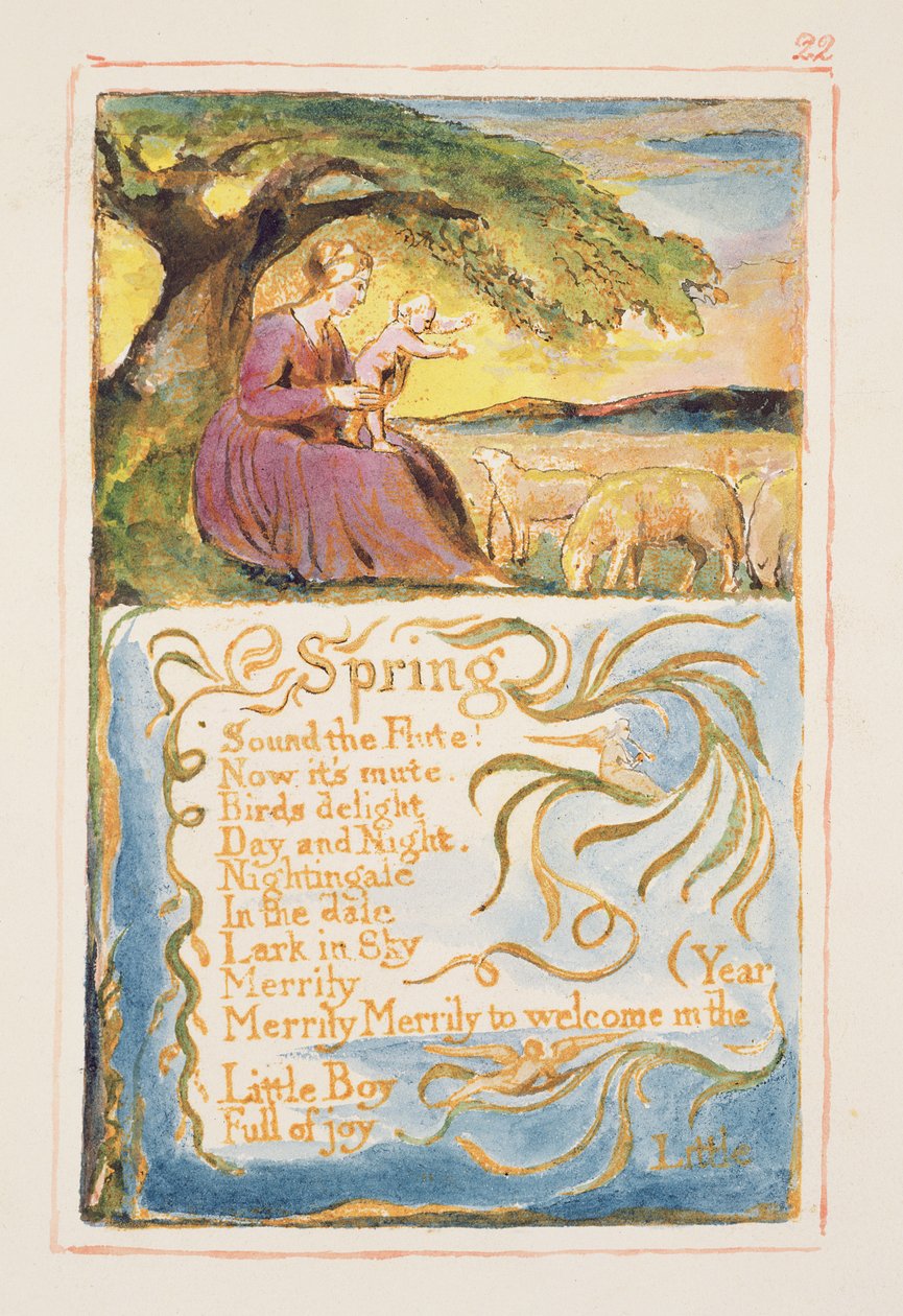 P.125-1950.pt22 Vår: plåt 22 från Songs of Innocence and of Experience (kopia AA) c.1815-26 (etsning, bläck och wc) av William Blake