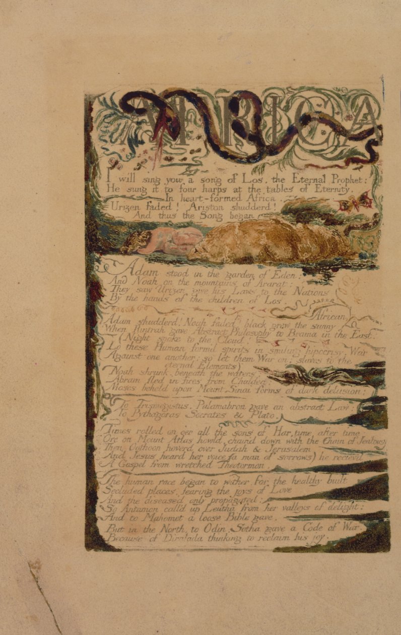 Plåt 3 från The Song of Los, kopia B, i samlingen av Library of Congress. av William Blake