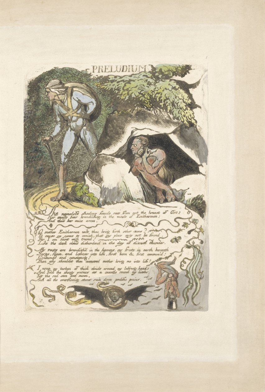Preludium, tallrik 3 från Europa. A Prophecy, 1823 (reliefetsning med olja och wc) av William Blake