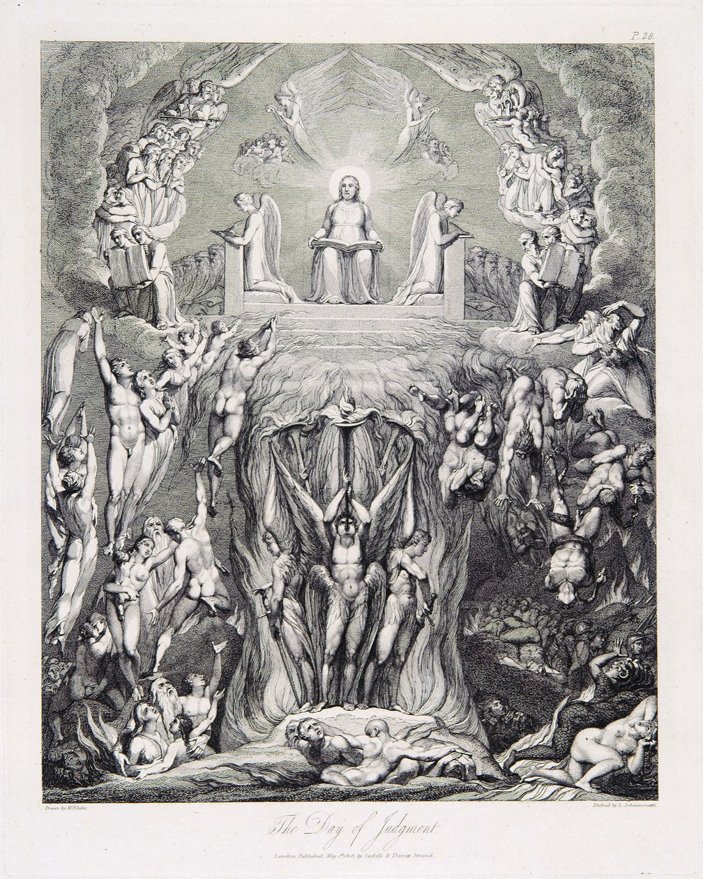 Robert Blair, The Grave, objekt 9 (Bentley 435-8) Domedagen av William Blake