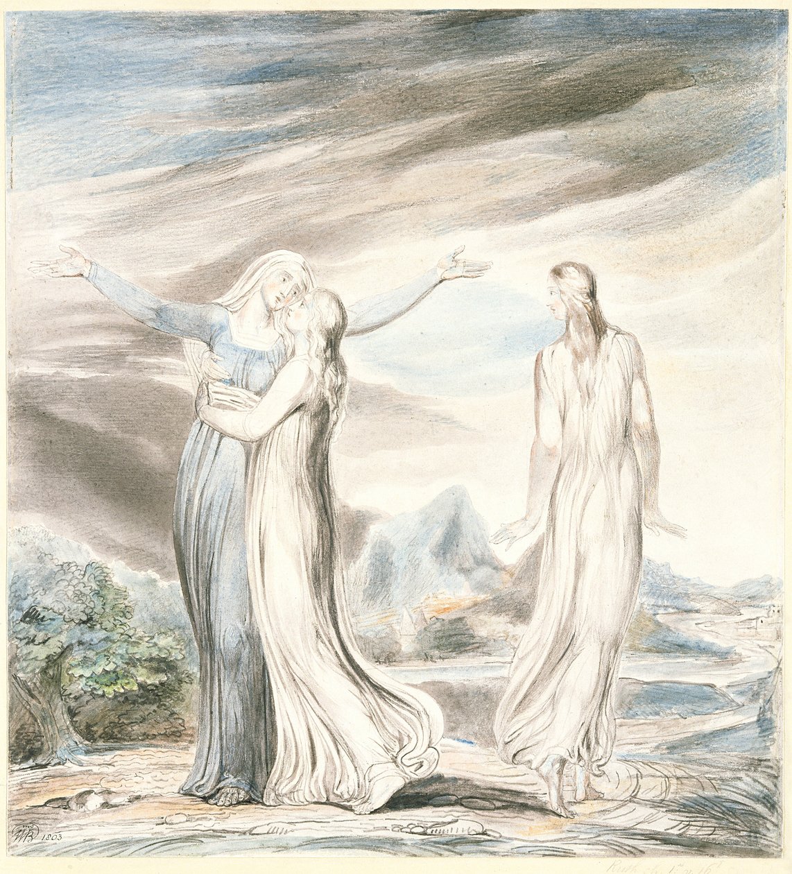 Ruth the Dutiful Daughter in Law, 1803 (penna och wc på papper) av William Blake